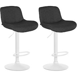 CLP Lot de 2 tabourets de bar Solon blanc Noir /Velours - noir textile 326580_0