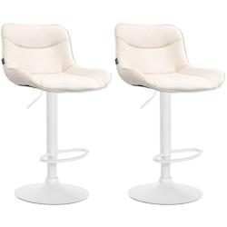 CLP Lot de 2 tabourets de bar Vonore en similicuir Crème/Blanc - beige polyester 325224_0