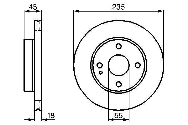 Disque de frein Bosch 0986478241 - ventilé, boîte de 2 disques, 4 trous, pour montage avant_0