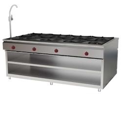 EURAST - Cuisine centrale 8 feux sur support avec 2 étagères, à gaz - 1900x1050x900 mm - 45 Kw - 40041810 - inox 40041810_0