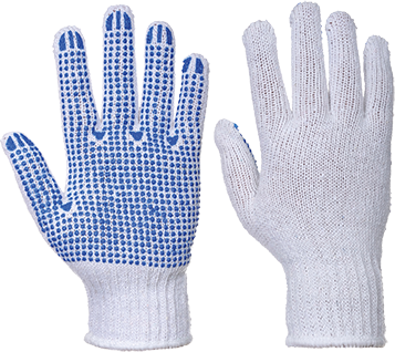 Gant anti-coupures tricoté avec picots PVC blanc et bleu A111 - taille M - très léger et certifié CE_0