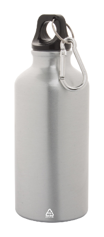 Gourde en aluminium recyclé avec mousqueton - 400 ml - Couleur argenté_0