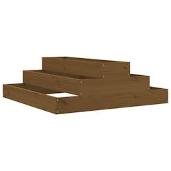 Helloshop26 - Jardinière bac lit surélevé plantes fleurs terrasse jardin 80 x 80 x 27 cm bois massif de pin marron 02_0037903 - 3000217833511_0