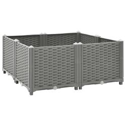 Helloshop26 - Jardinière bac lit surélevé plantes fleurs terrasse jardin 80 x 80 x 38 cm polypropylène gris 02_0039249 - 3000218453008_0