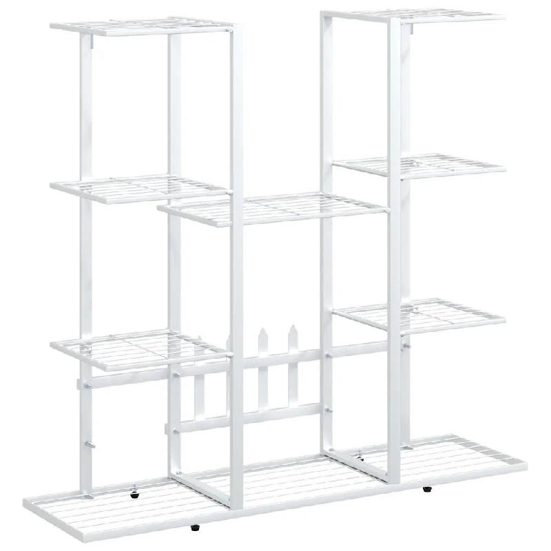 Helloshop26 - Jardinière étagère de rangement salon jardin 94,5 x 25 x 89 cm en fer blanc 02_0047086 - blanc 3000234587008_0
