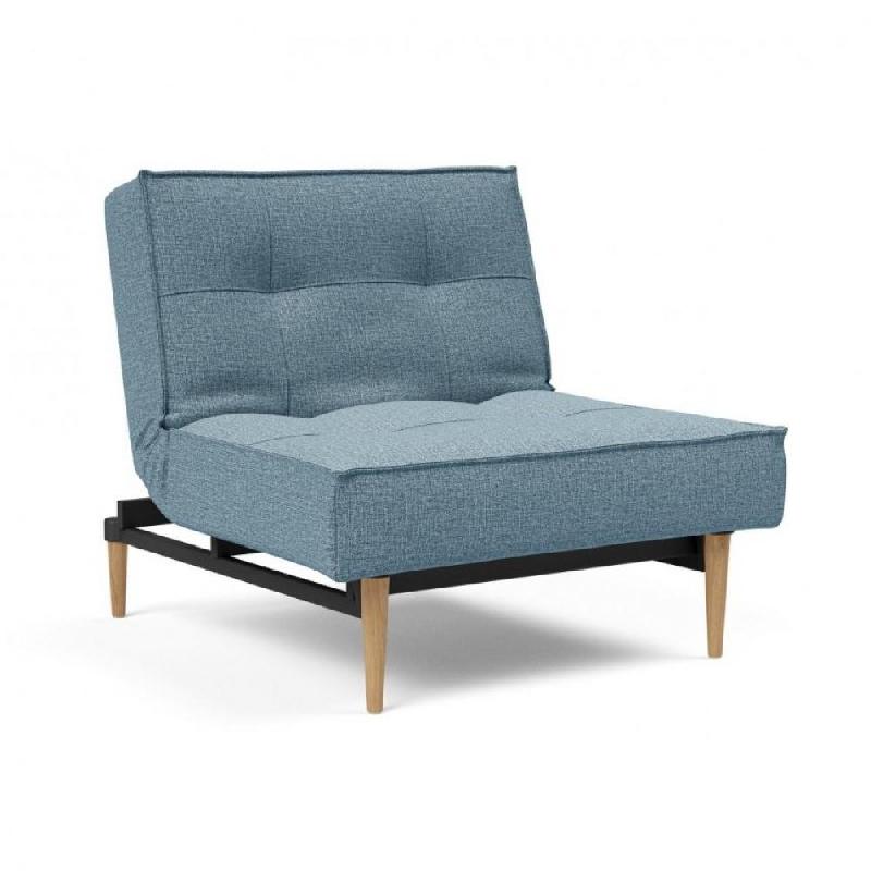Fauteuil convertible Innovation Living Splitback Styletto - Lit 90x115 cm, pieds chêne naturel, tissu Mixed Dance Light Blue_0