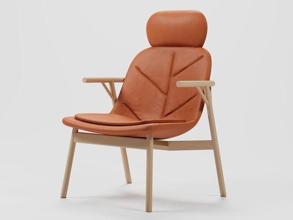 Fauteuil lounge Mogly XL avec accoudoirs et pieds bois massif_0
