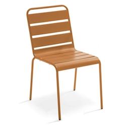 Oviala Business Chaise de jardin en métal caramel Oviala - marron acier 113932_0