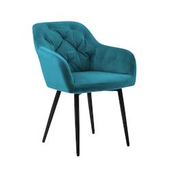 SalesFever Fauteuil | Couverture aspect velours | Cadre en métal, réglable en hauteur | Couture des boutons | L 61 x P 45 x H 85 cm | turquoise–no_0