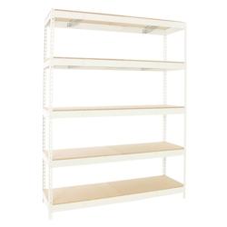 SimonRack Étagère Industrielle, 2000x2400x900 mm, 5 Niveaux en bois, 400 kg , Étagère Charge Lourde, Blanc/Bois - Simonforte - blanc métal 842543_0