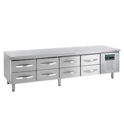 Soubassement réfrigéré 8 tiroirs GN 1/1 - 350 L | 2230x700x680 mm | Tefcold - UC5480 - 16540_0