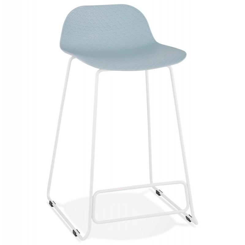 Tabouret de bar Blitz 85 cm bleu & blanc - métal et polypropylène - Paris Prix_0