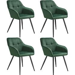 Tectake Chaise MARILYN en velours - vert foncé/noir, Lot de 4 -405773 - vert 405773_0