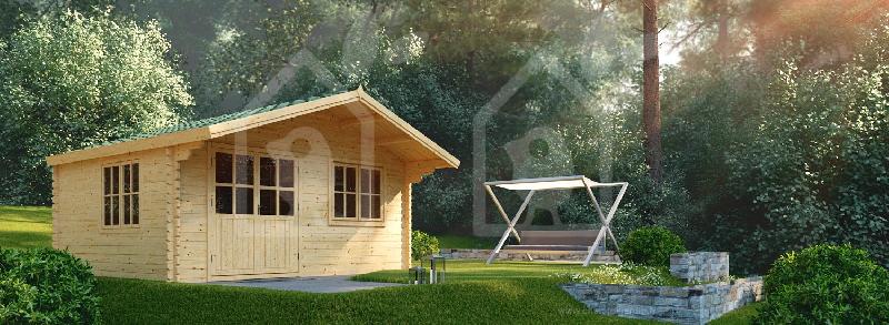 Abri Lille 12m² (4x3) - Épaisseur 34mm - Pin nordique naturel - Toiture et plancher inclus_0