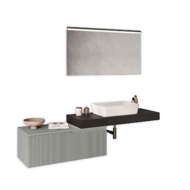 AQA Design Composition de salle de bain en MDF 4 pièces VENERE anthracite/grais mat L.190 P.45 H.190 MPVE52-ANT-GRI - multicolore Bois manufacturé M_0