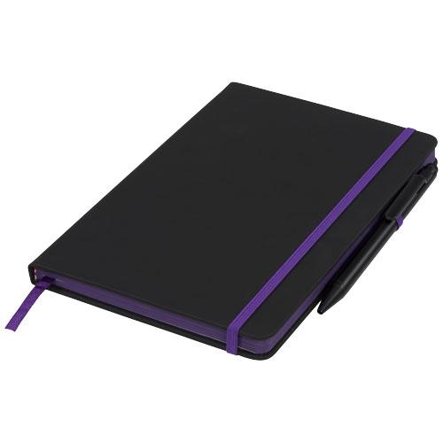 Carnet de notes M Noir Edge - couverture douce, bord coloré, stylo inclus_0