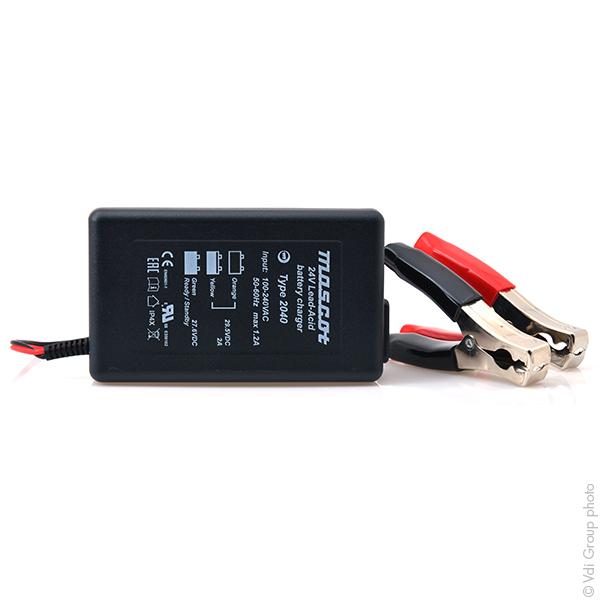 Chargeur plomb 24V/2A Mascot 2040 - IP67 waterproof - pinces crocodiles - entrée 110-230V_0