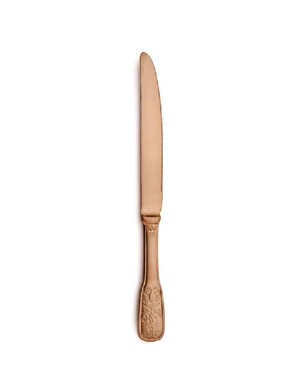 Couteau à dessert Versailles Satin Cuivre - Inox 18/10 - Épaisseur 3.5 mm - Longueur 220 mm - Marque Comas_0