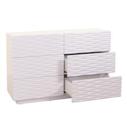 Décoshop26 - Commode armoire buffet 6 tiroirs design 3d ouverture par pression en bois massif de manguier MDF 81x120x42 cm blanc 04_0006529 - blanc 3_0
