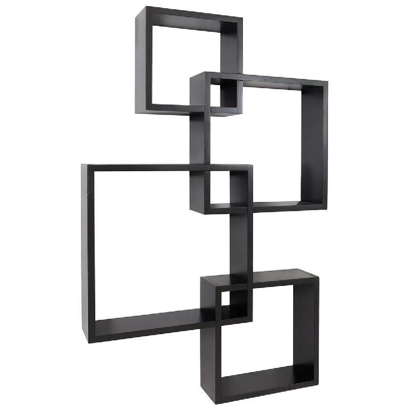 Décoshop26 - Étagère murale moderne en forme de cubes design contemporain 91 x 59 x 10 cm en bois noir 04_0009075 - Bois massif 3000267305105_0