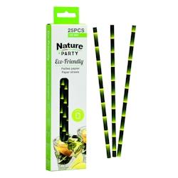 FHC - Paille Papier imprimé bambou Diam: 0,6 cm 0,6 x 19,7 cm - 300Pcs - blanc papier 3282552160112_0