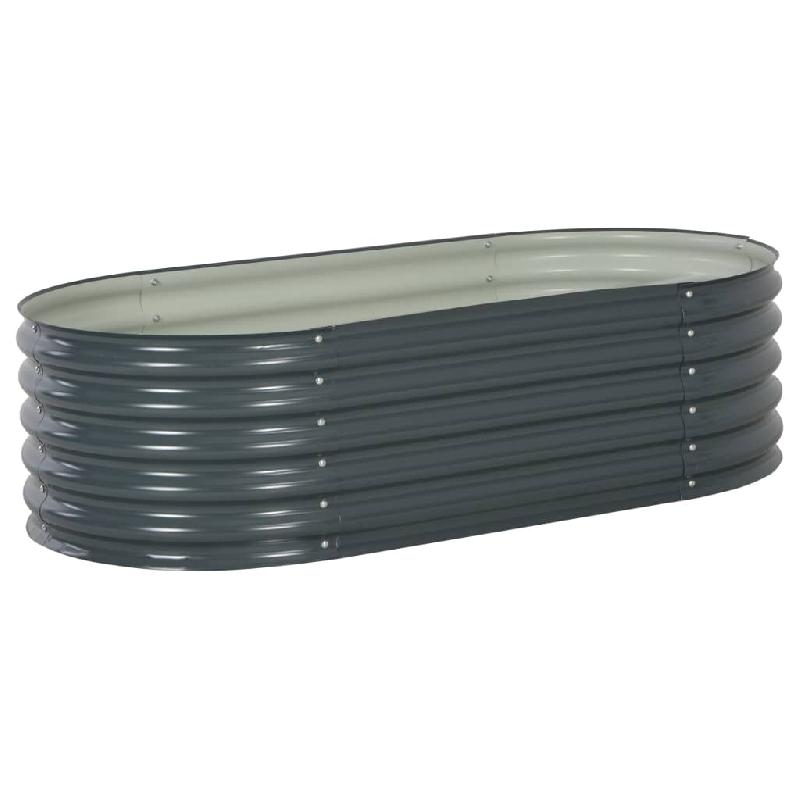 Jardinière lit surélevé en acier galvanisé gris - 160x80x44 cm - Pour plantes, fleurs et jardin - Réf. 02_0001005_0