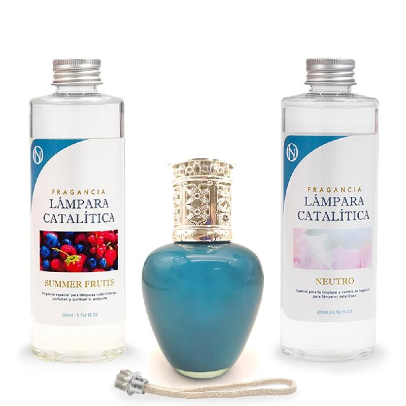 MamaManuela Lampe catalytique Aqua Marine + Parfum Fruits d'été (200ml) + Nettoyant neutre (200ml) + Mèche de recharge - YS-3SMR-SD4J_0