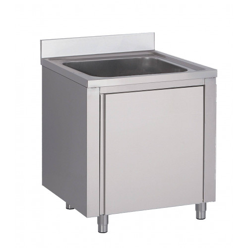 MEUBLE PLONGE INOX 1 BAC SANS ÉGOUTTOIR - 600 X 700 MM