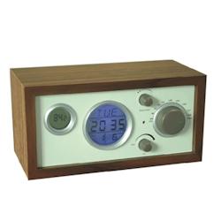 Radio Réveil Rétro Multifonction En Bois Avec Thermomètre Et FM Pour Maison YONIS - marron 3615616795577_0