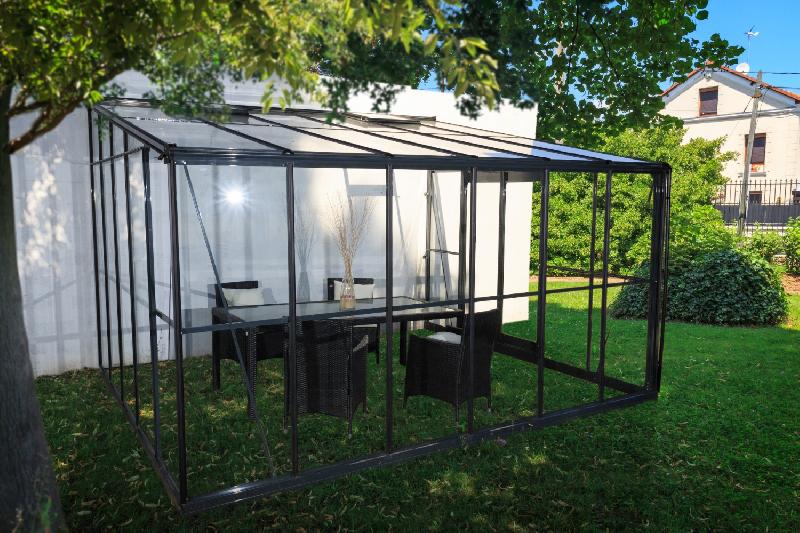 Serre d'hiver en verre adossable - 12 m² - Grise_0
