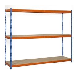 SimonRack Étagère métallique demi-charge Simonforte Chipboard 3 étagères. Couleur bleu/orange/bois 1500x1200x450 mm - 8435104961339_0