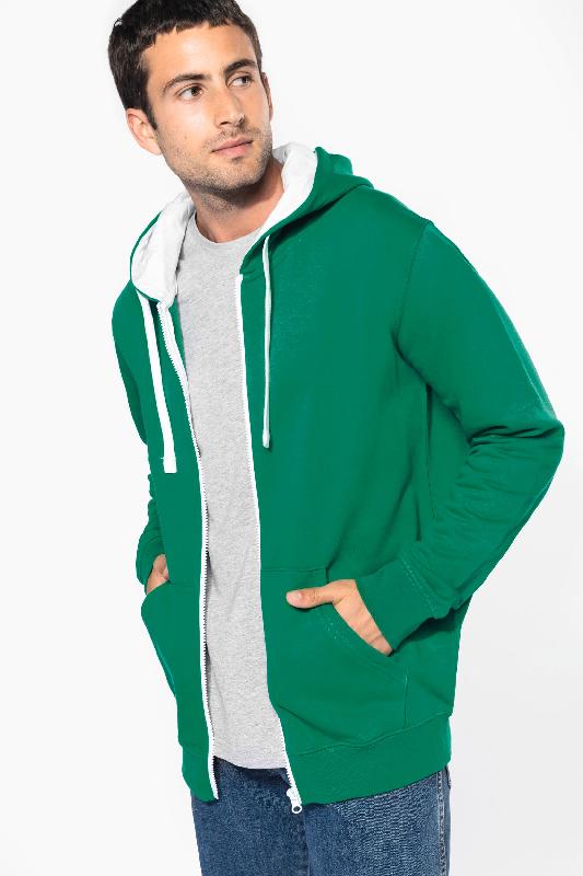 Sweat-shirt zippé à capuche contrastée - Kariban - Réf: K466 - 80% coton peigné, 280 g/m²_0