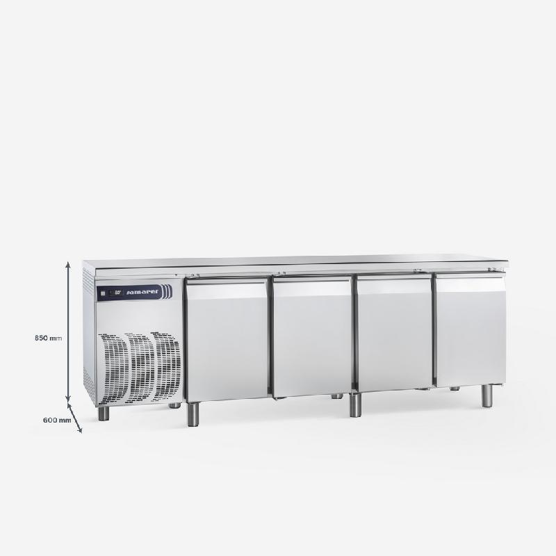 Table réfrigérée Positive 4 Portes avec Plan de travail gamme snack 0/+8°c - 473 l - TS4 P Pl TN_0