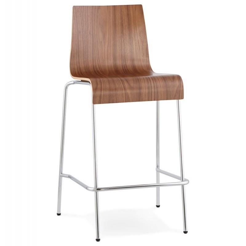 Tabouret de bar Forest 94cm en bois plaqué noyer - Paris Prix_0