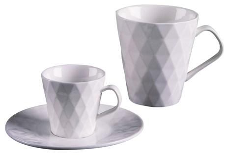 TASSE ET SOUS TASSE À CAFÉ DIAMANTE (VENDU PAR 6)