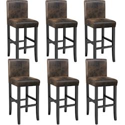 TecTake GmbH tectake Tabouret de bar en cuir synthétique  marron antique - 406302 - noir Bois massif 406302_0