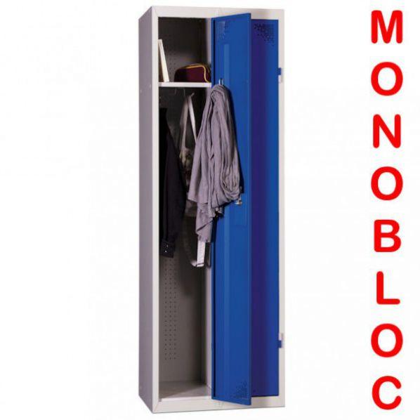 Vestiaire industrie propre monobloc 2 cases Bleu - structure métallique robuste - fermeture moraillon porte-cadenas_0