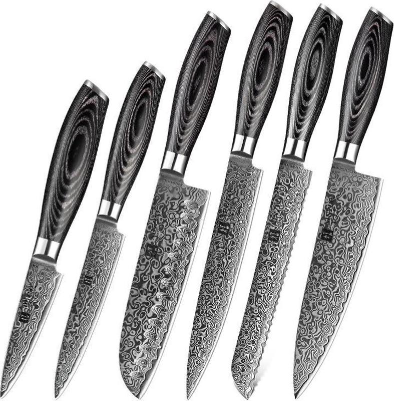 XinZuo - Set de couteaux Damas 6 pièces - Série B20 Ya - multicolore multi-matériau B20-A6_0