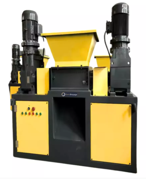Broyeur industriel double arbre multi-matériaux avec motorisation 2×7,5 kW et 20 couteaux en acier allié - MBR400_0