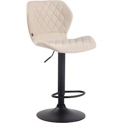 Décoshop26 - Tabouret de bar x1 avec coutures décoratives en forme de losanges en tissu crème et métal noir 10_0004664 - noir 3000252220604_0