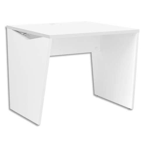 Gautier office bureau pied panneau yes blanc, avec voile de fond, 1 passe-cables l80 x h74 x p80 cm_0