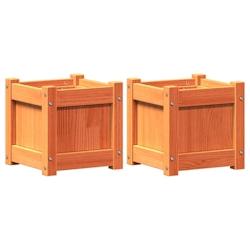 Helloshop26 - Jardinière bac lit surélevé plantes fleurs jardin terrasses lot de 2 cire bois de pin massif marron 02_0039068 - 3000218011055_0