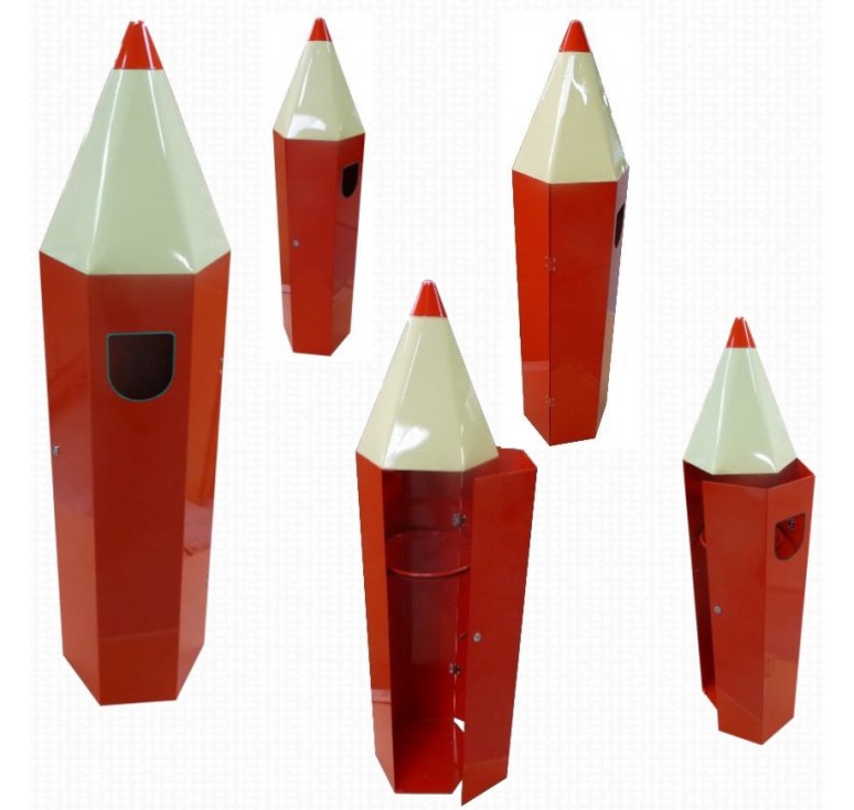 Poubelle publique crayon hexagonale - capacité 45 à 65 litres - acier antirouille_0