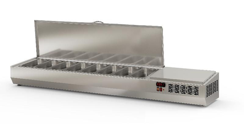 Saladette à ingrédients professionnelle inox 8 bacs gn 1/3 avec couvercle inox - EI200-T-1/3_0