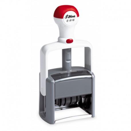Tampon de bureau Shiny E-916 - dateur 6 lignes - plaque 56x36 mm - cassette encre noir/rouge_0