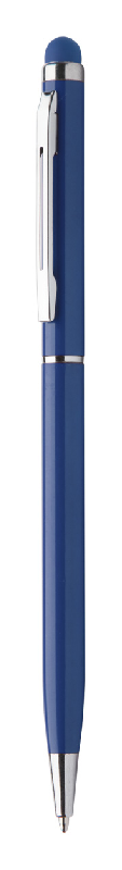 Stylo à bille avec stylet - aluminium - embout tactile assorti - encre bleue_0