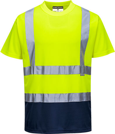 T-shirt bicolore jaune marine S378 - 4XL - respirant, bandes réfléchissantes, norme EN ISO 20471 classe 2_0