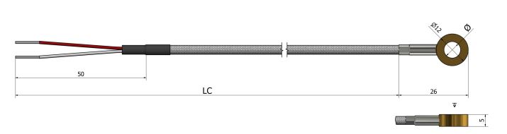 Thermistance de surface Anneau - HS03 - PTC KTY 81/110, NTC 10kΩ à 25°C, Montage 2 fils, Matériau laiton ou AISI 316L_0