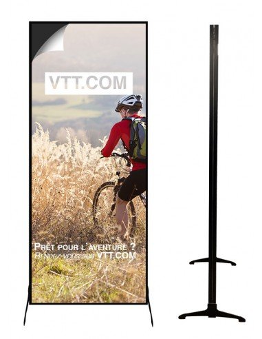 Totem visuel magnétique en tissu tendu - PLV - 60x160 cm - Base aluminium anodisé_0