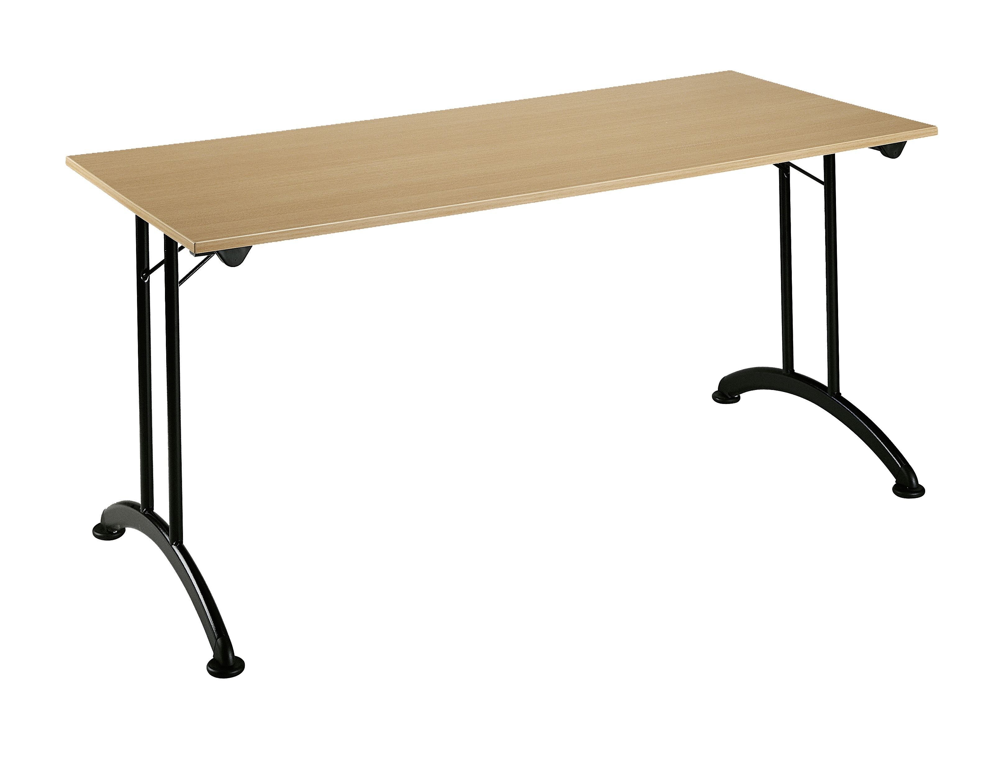 TP160R-HN - Table de réunion pliante rectangulaire - imitation hêtre/noir - L160 x H74 x P70 cm - empilable avec clipsage de sécurité_0